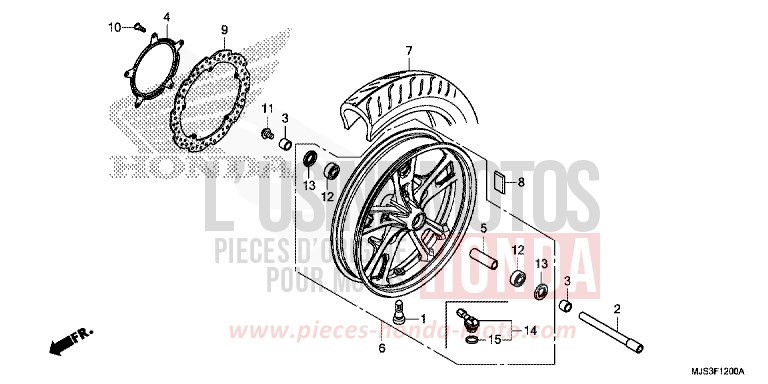 ROUE AVANT von NC750J MAT BALLISTIC BLACK METALLIC (NHA86B) von 2017