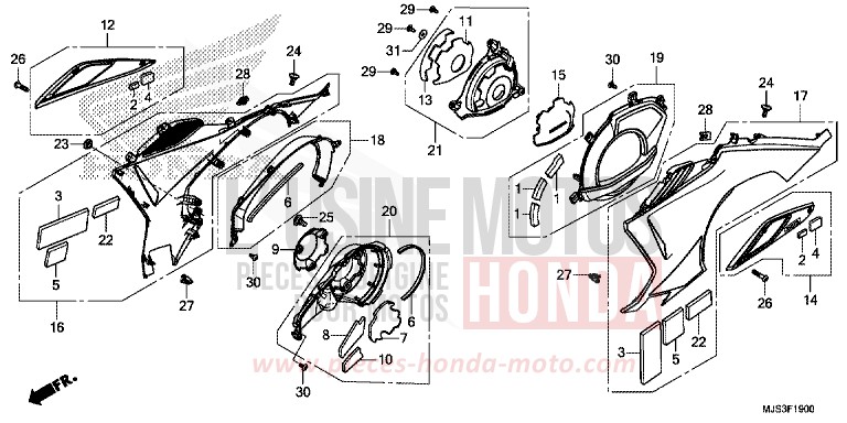 MOTORDECKEL/SEITENBLECH von NC750J MAT BALLISTIC BLACK METALLIC (NHA86B) von 2017