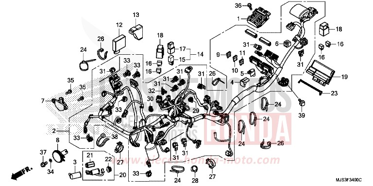 FAISCEAU DES FILS von NC750J MAT BALLISTIC BLACK METALLIC (NHA86B) von 2017