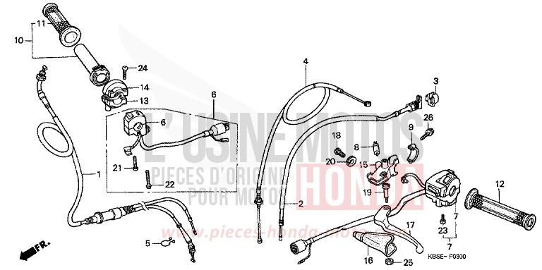 HEBELGRIFF/SCHALTER/KABEL von NSR125R BLACK (NH1) von 2001