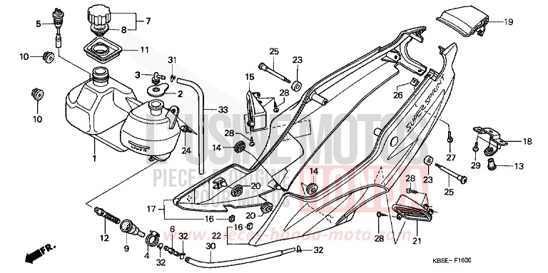 SEITENABDECKUNG/OELTANK von NSR125R BLACK (NH1) von 2001