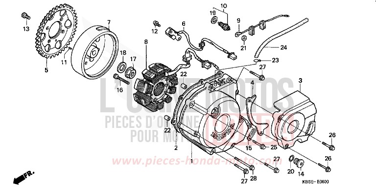 KURBELGEHAEUSEDECKEL, L./ GENERATOR von NSR125R SPARKLING RED (R127) von 2001