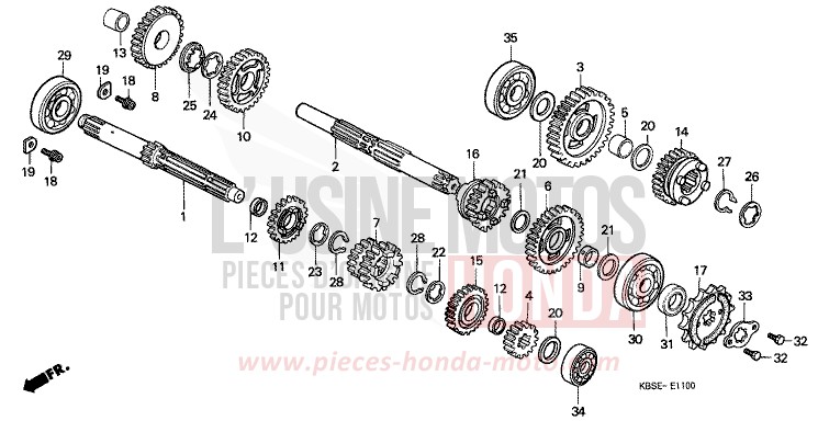 GETRIEBE von NSR125R SPARKLING RED (R127) von 2001