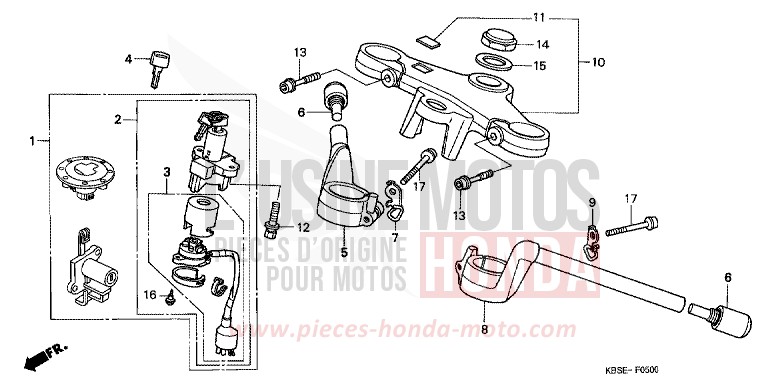 ROHRGRIFF/OBERE BRUECKE von NSR125R SPARKLING RED (R127) von 2001