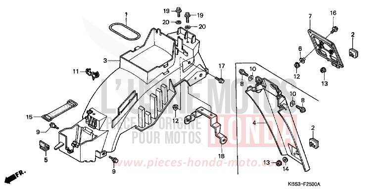 KOTFLUEGEL, HINTEN von NSR125R CLIPPER YELLOW (Y106E) von 1993
