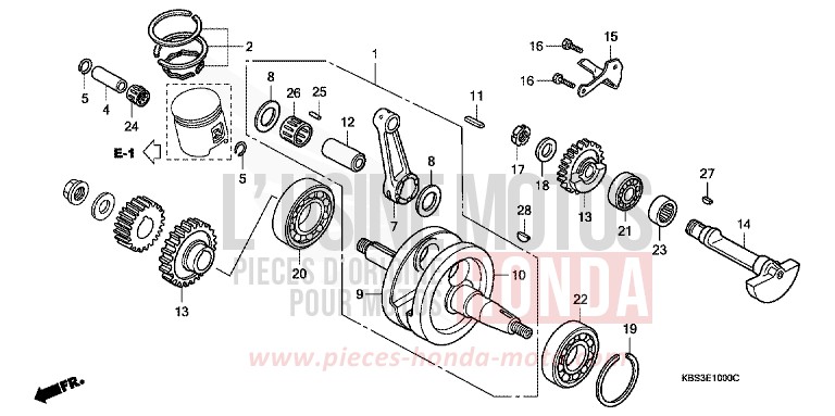 KURBELWELLE/KOLBEN von NSR125R FIGHTING RED (R134E) von 1993