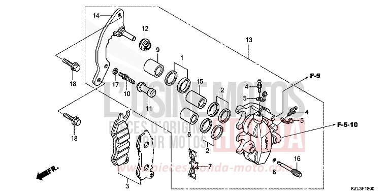 VORDERRAD-BREMSSATTEL von NSC110MPD PEARL PROCYON BLACK (NHA06) von 2012