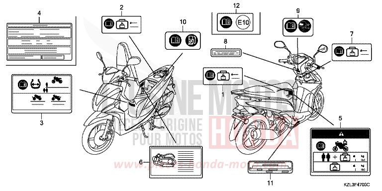 WARNETIKETT von NSC110MPD PEARL PROCYON BLACK (NHA06) von 2012