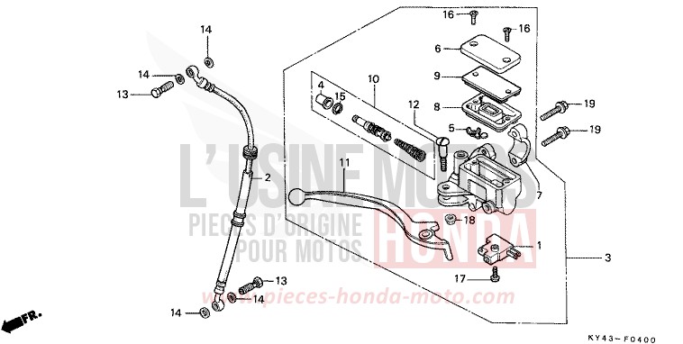 VORDERRADBREMSE HAUPTZYLINDER von NSR125R REAL WHITE (NH250K) von 1989