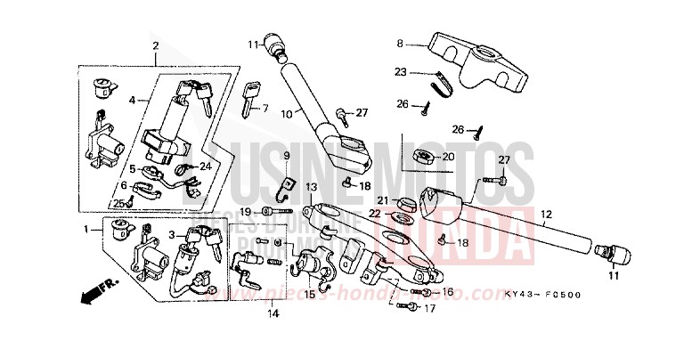ROHRGRIFF/OBERE BRUECKE von NSR125R REAL WHITE (NH250K) von 1989