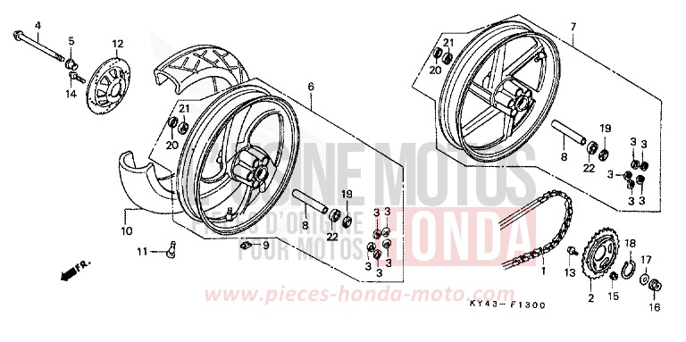 HINTERRAD von NSR125R REAL WHITE (NH250K) von 1989