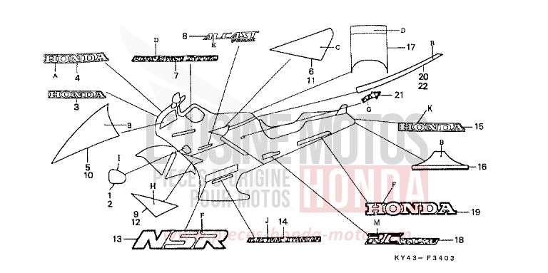 STREIFEN/MARKE (4) von NSR125R REAL WHITE (NH250K) von 1989