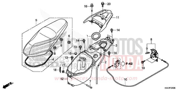 SITZ/HANDGEPAECKFACH von NSC110MPD MAT CARBONIUM GRAY METALLIC (NHB52) von 2019