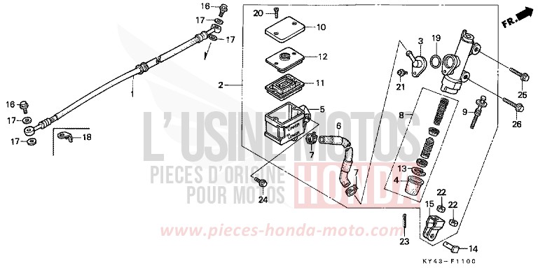 HINTERRADBREMSE HAUPTZYLINDER von NSR125R REAL WHITE (NH250G) von 1990
