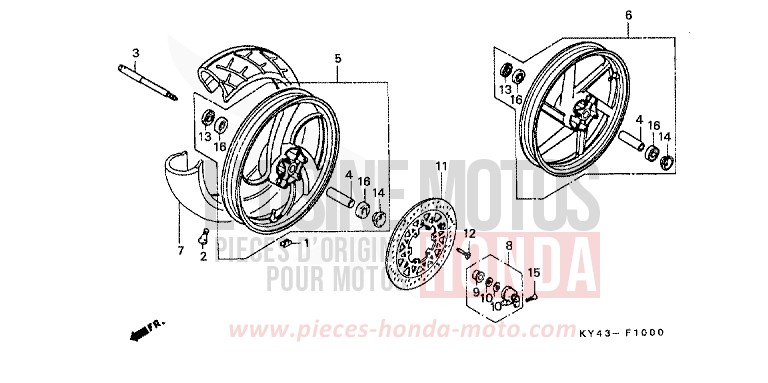 VORDERRAD von NSR125R REAL WHITE (NH250K) von 1990
