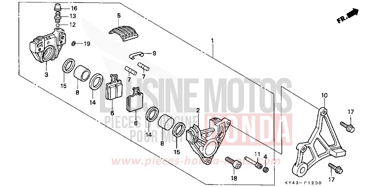 HINTERRAD-BREMSSATTEL von NSR125R REAL WHITE (NH250K) von 1990