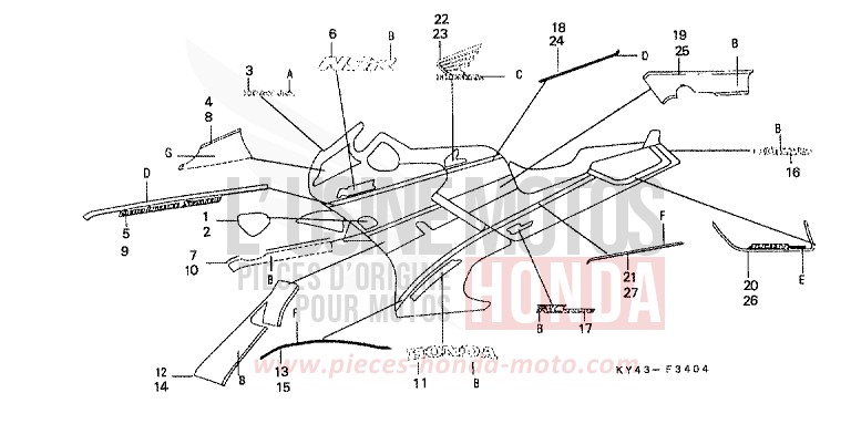STREIFEN/MARKE (5) von NSR125R REAL WHITE (NH250K) von 1990