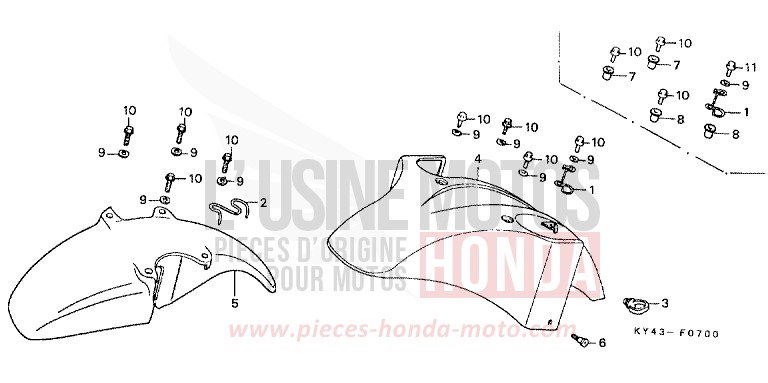 KOTFLUEGEL, VORNE (1) von NSR125R REAL WHITE (NH250H) von 1992