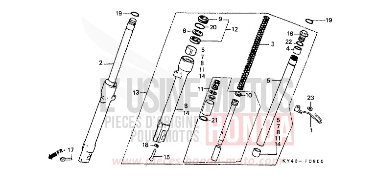 GABEL, VORNE von NSR125R REAL WHITE (NH250H) von 1992
