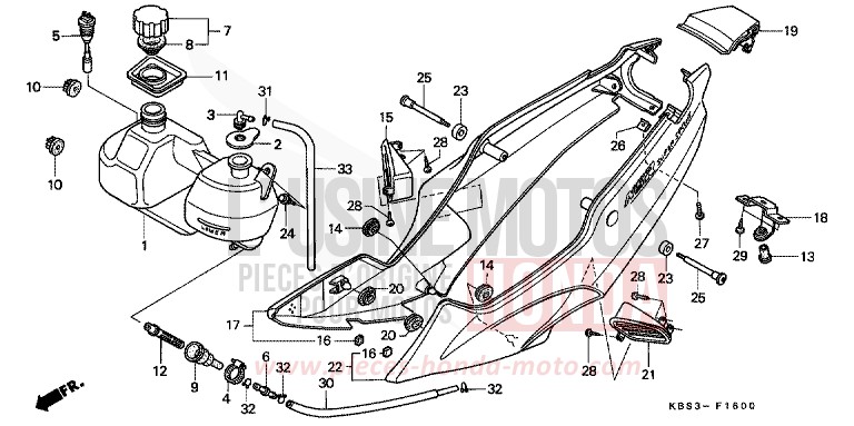 SEITENABDECKUNG/OELTANK von NSR125R SPARKLING RED (R127) von 1997