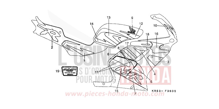 MARKE (5) (DROITE) von NSR125R SPARKLING RED (R127) von 1997