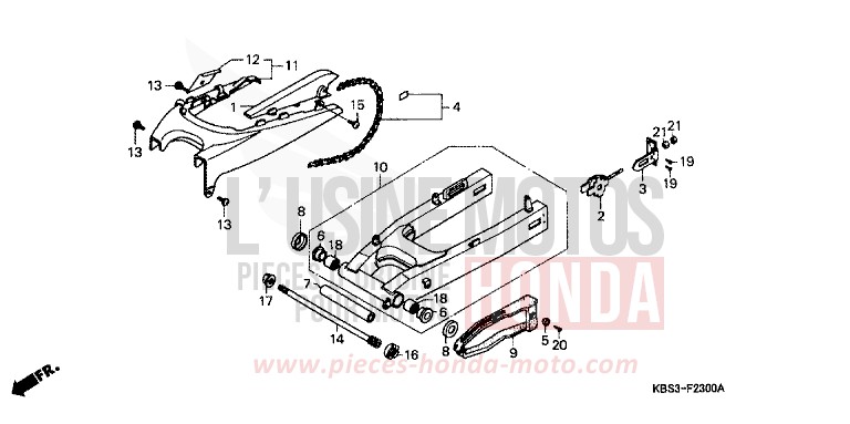 SCHWINGE/KETTENGEHAEUSE von NSR125R TITANIUM METALLIC (YR183) von 1997