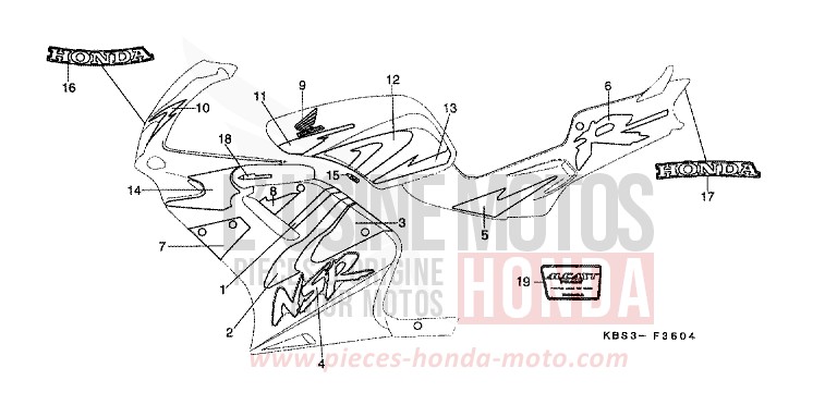 MARKE (5) (GAUCHE) von NSR125R TITANIUM METALLIC (YR183) von 1997