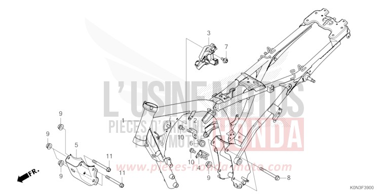 CARROSSERIE DE CHASSIS von CBF125 IMPERIAL RED METALLIC (R355) von 2024