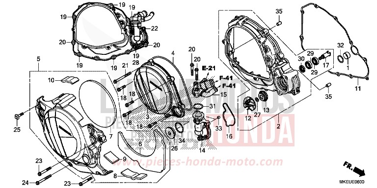 KURBELGEHAEUSEABDECKUNG/WASSERPUMPE von CRF450L EXTREME RED (R292) von 2020