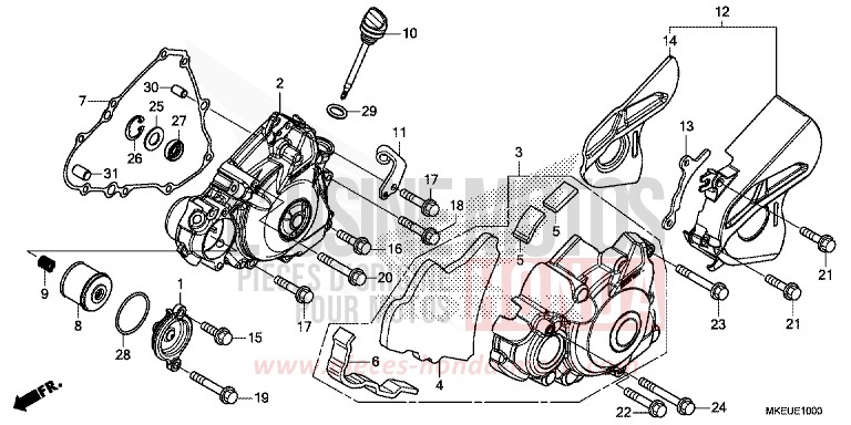 KURBELGEHAEUSEDECKEL, L. von CRF450L EXTREME RED (R292) von 2020