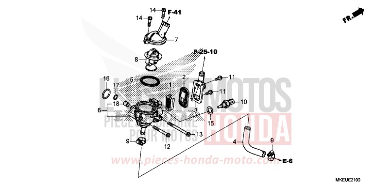 THERMOSTAT/WASSERSCHLAUCH von CRF450L EXTREME RED (R292) von 2020