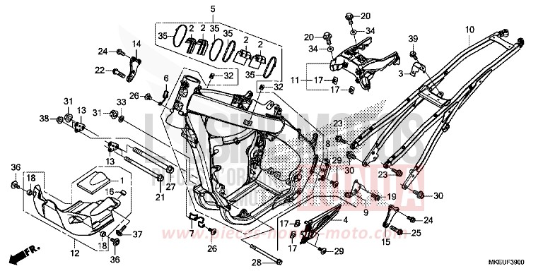 RAHMENKOERPER von CRF450L EXTREME RED (R292) von 2020