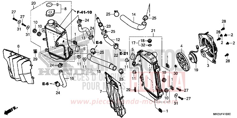 KUEHLER von CRF450L EXTREME RED (R292) von 2020