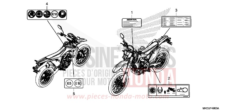 WARNETIKETT von CRF450L EXTREME RED (R292) von 2020