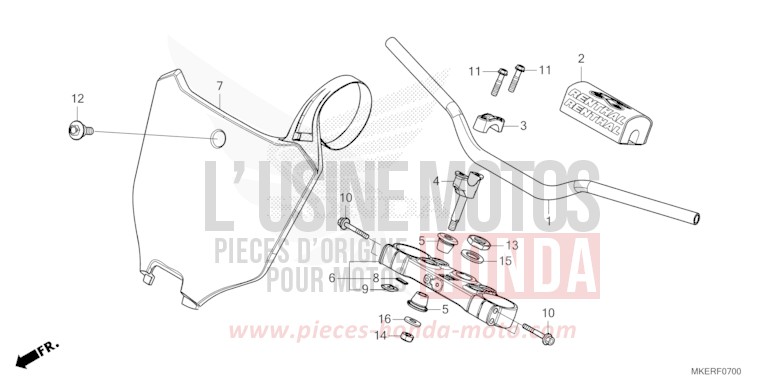 ROHRGRIFF/OBERE BRUECKE von CRF450R EXTREME RED (R292) von 2024