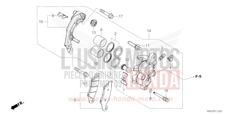 VORDERRAD-BREMSSATTEL von CRF450R EXTREME RED (R292) von 2024