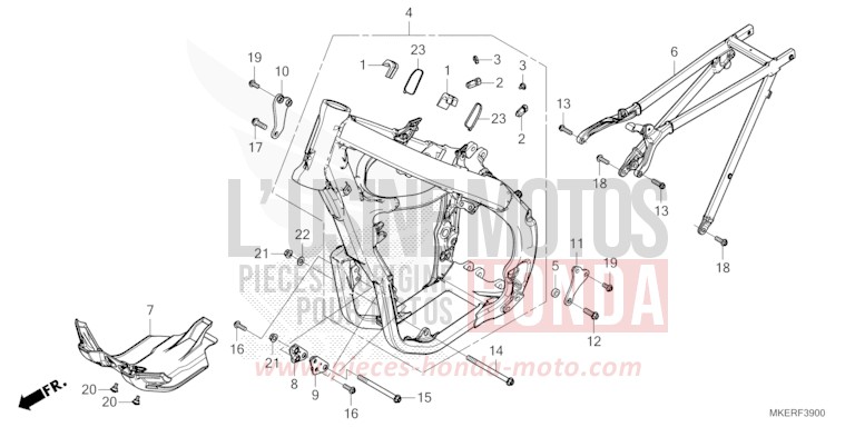 RAHMENKOERPER von CRF450R EXTREME RED (R292) von 2024