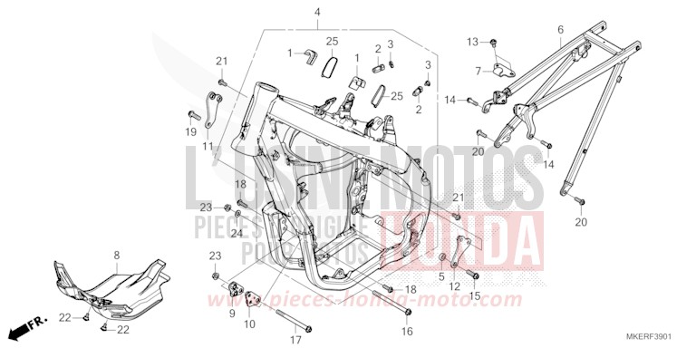 RAHMENKOERPER (CRF450RS/RWES/RXS) von CRF450R EXTREME RED (R292) von 2025