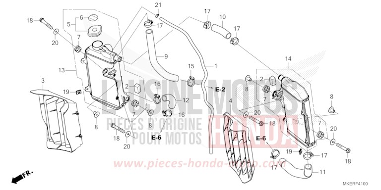 KUEHLER von CRF450R EXTREME RED (R292) von 2024