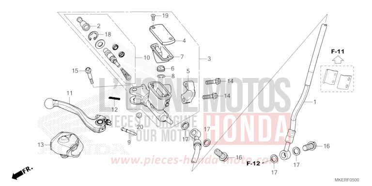 HAUPTBREMSZYLINDER, VORNE ZYLINDER von CRF450R EXTREME RED (R292) von 2025