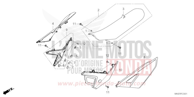 SITZ/SEITENABDECKUNG (CRF450RS/RWES/RXS) von CRF450R EXTREME RED (R292) von 2025