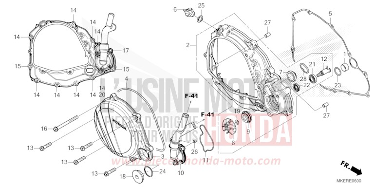 KURBELGEHAEUSEABDECKUNG/WASSERPUMPE von CRF450R EXTREME RED (R292) von 2025