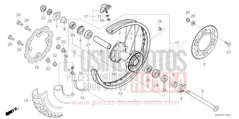 HINTERRAD von CRF450R EXTREME RED (R292) von 2025
