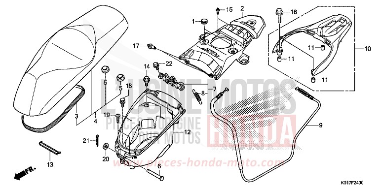 SITZ/HANDGEPAECKFACH von SH150i PEARL SIENA RED (R320) von 2013