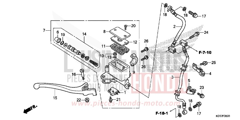HAUPTBREMSZYLINDER, VORNE ZYLINDER (SH125A,AD/SH150A,AD) von SH150i PEARL COOL WHITE (NHA16) von 2013