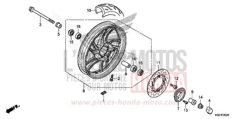 VORDERRAD von SH150i PEARL SIENA RED (R320) von 2014