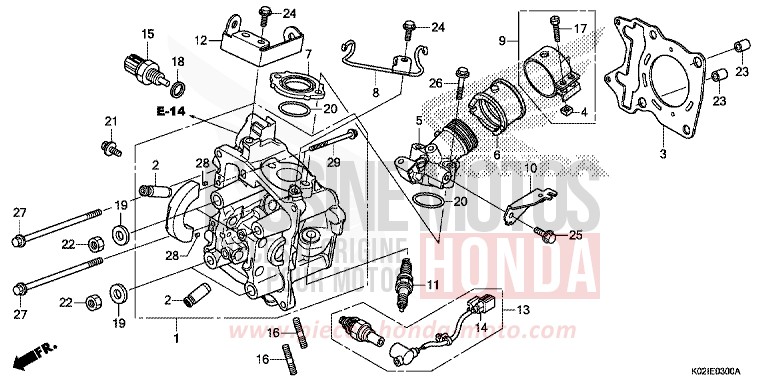 ZYLINDERKOPF von SH150AD PEARL SIENA RED (R320) von 2016