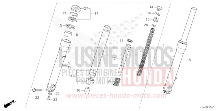 GABEL, VORNE von SH350i MAT PEARL DIASPRO RED (R414) von 2026