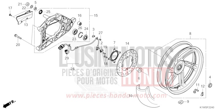 HINTERRAD/SCHWINGE von SH350i MAT PEARL DIASPRO RED (R414) von 2026