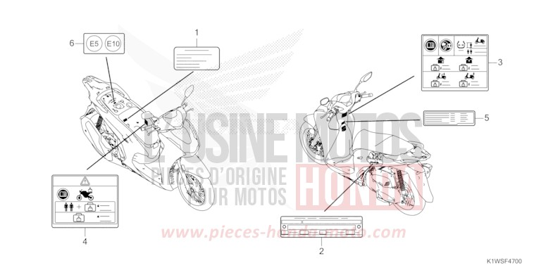 WARNETIKETT von SH350i MAT PEARL DIASPRO RED (R414) von 2025